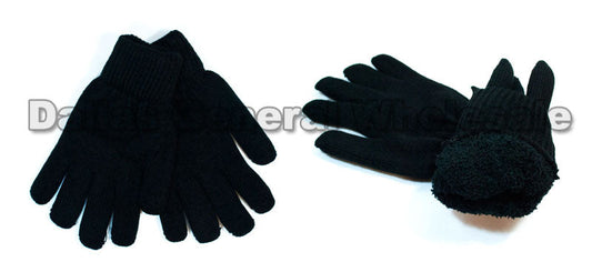 Adults Knitted Fleece Insulated Gloves Wholesale MOQ 12