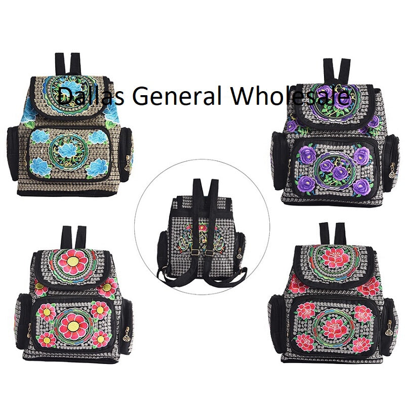 Bulk Buy Ladies Embroidered Floral Backpacks Wholesale