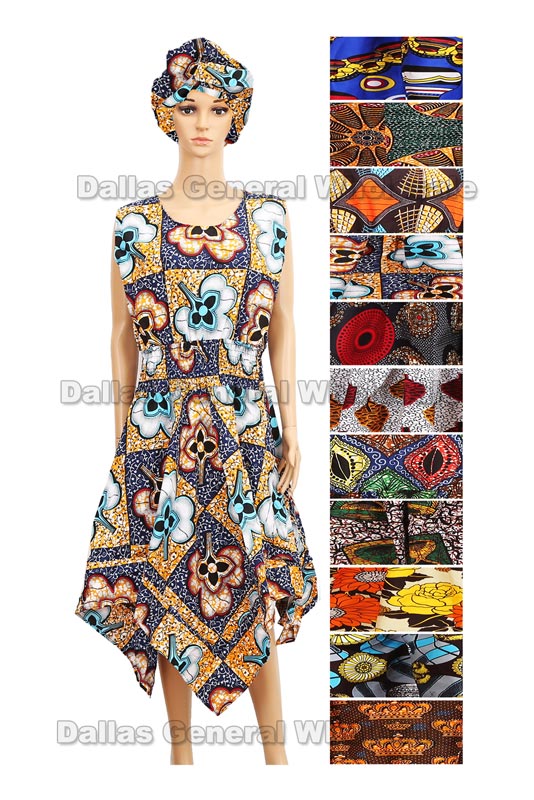 Bulk Buy African Kaftan Gowns with Head Wrap Set Wholesale