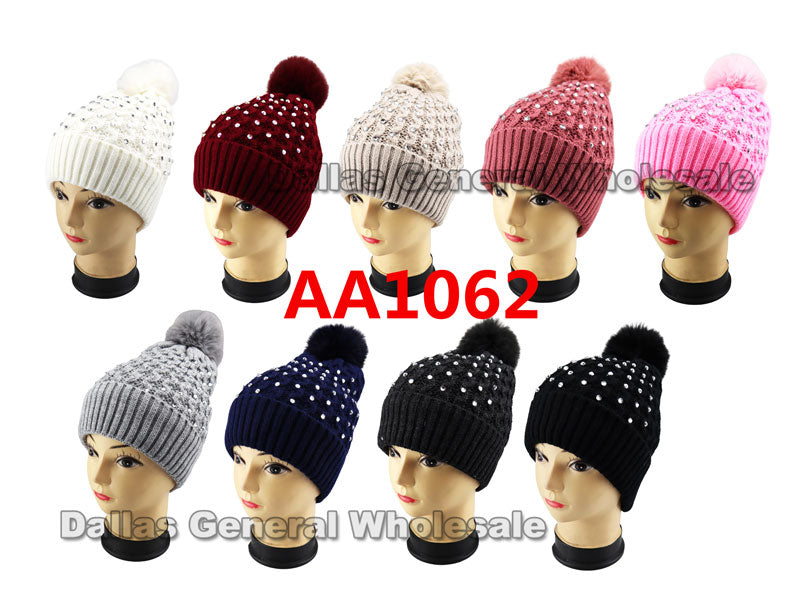 Bulk Buy Girls Bling Bling Fur Insulated Beanie Hats Wholesale