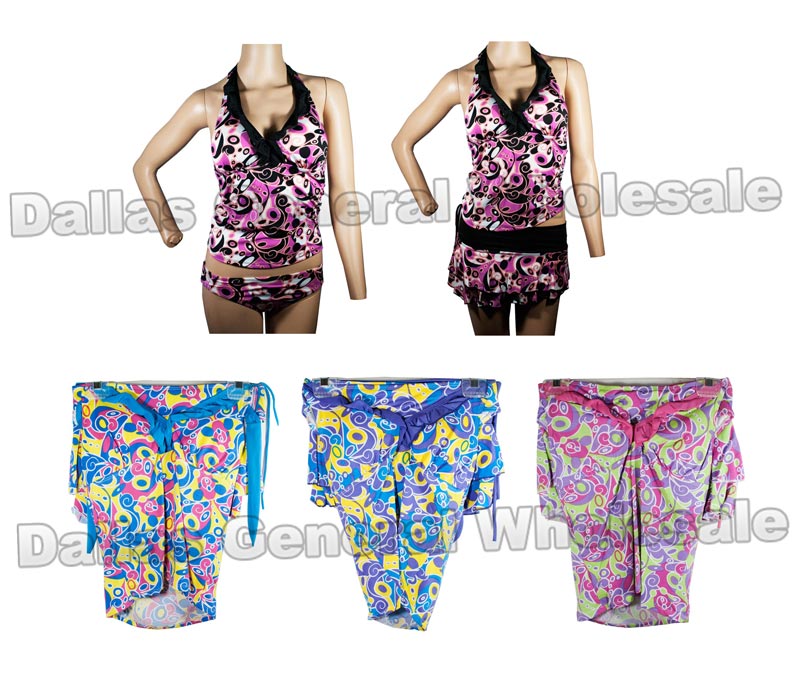 Bulk Buy 3 PC Tank Top Swimsuits with Cover Wholesale