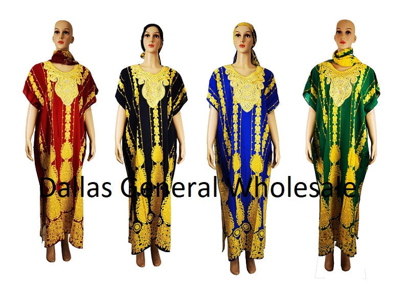 Bulk Buy Kaftan Dashiki Dresses w/ Matching Head Wrap Wholesale