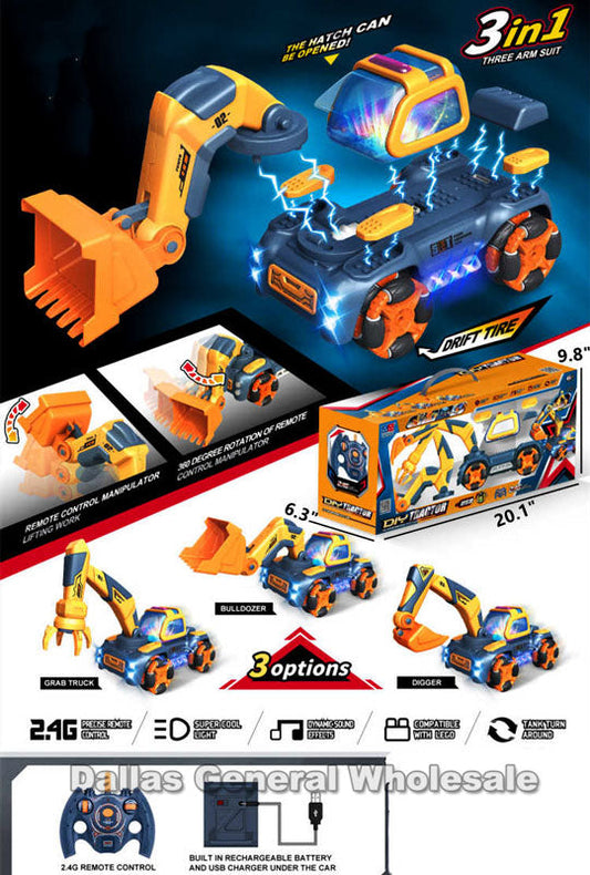Bulk Buy Toy 3-in-1 Electronic R/C Construction Trucks Wholesale