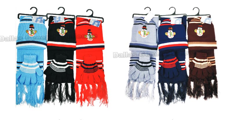 Bulk Buy Little Kids Snowman Beanie Gloves Scarf Set Wholesale