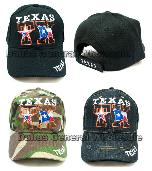 Casual Baseball Caps Wholesale "Texas" Design MOQ 12