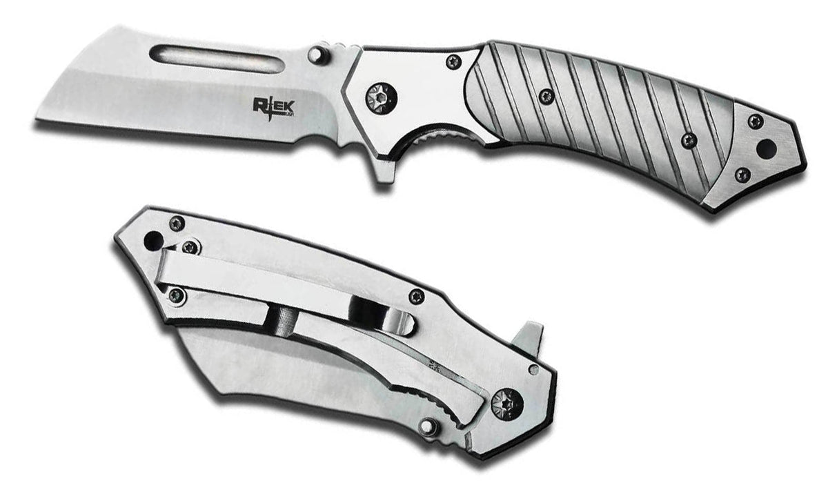 Buy SILVER HANDLE CLEAVER BLADE 8 INCH FOLDING POCKET KNIFE Bulk Price