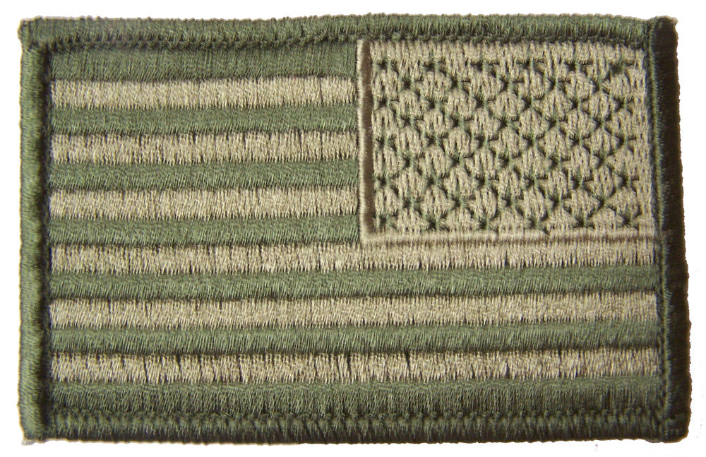 Wholesale GREEN CAMO WOODLANDS AMERICAN FLAG right arm 3 INCH EMBROIDERED PATCH ( sold by the piece )