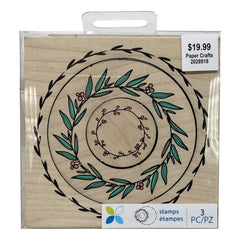 Momenta 4 x 4 3 Piece Wooden Wreath Stamp Set