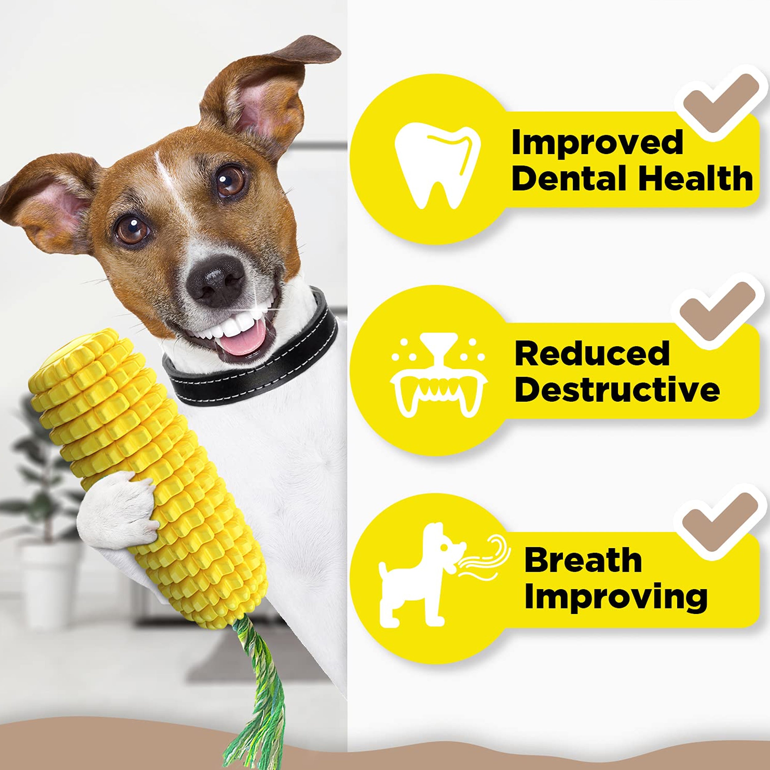 Yellow Dog Corn Chew Toy - Perfect for Puppies and Adult Dogs