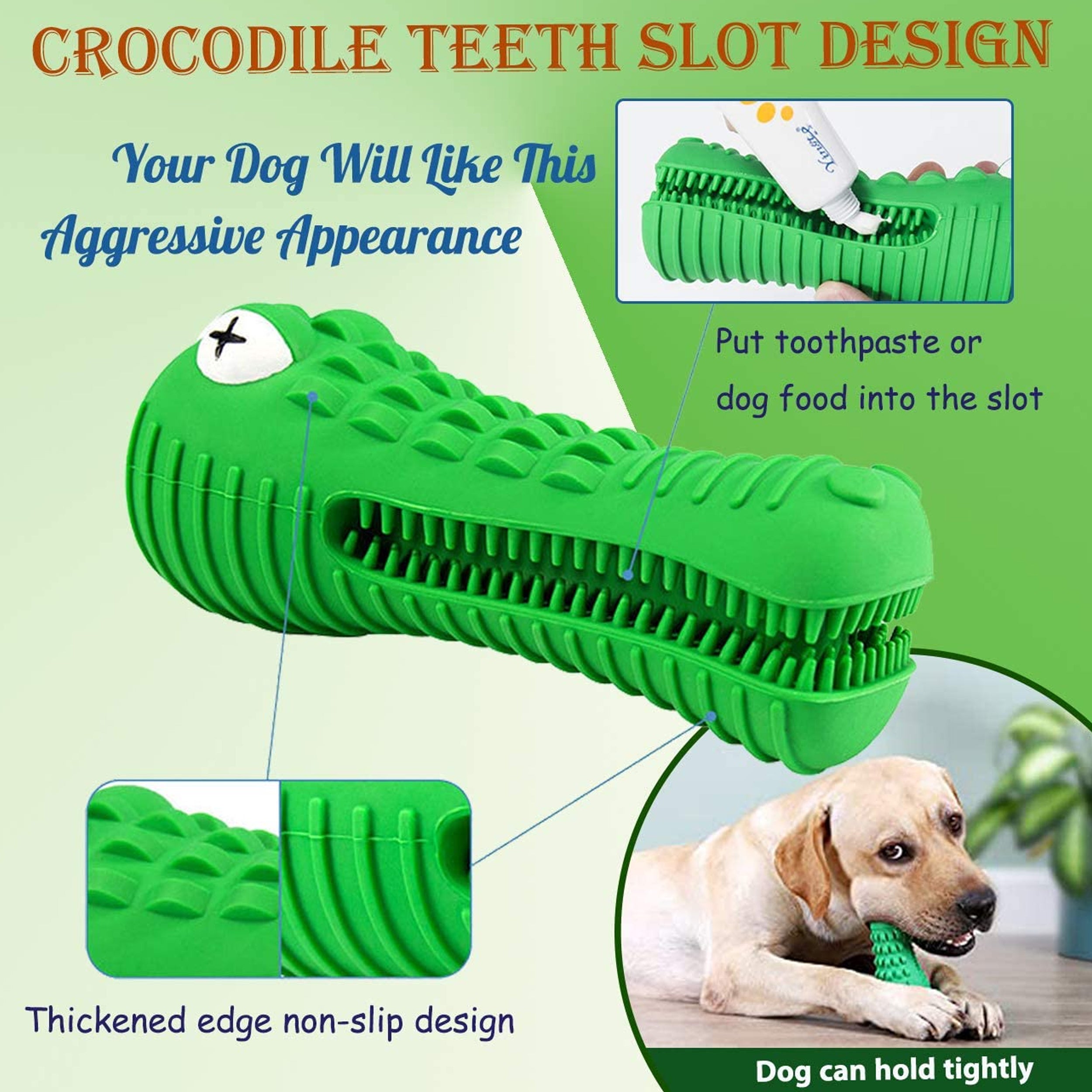 Chew Gator - Crocodile Face Shaped Teething Dental Chew Pet Toy for Dogs & Cats