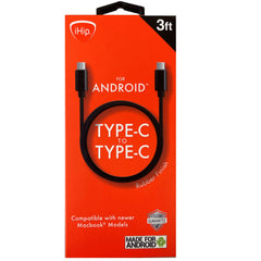 iHip 3 Foot Black PVC USB Type C to Type C Cable