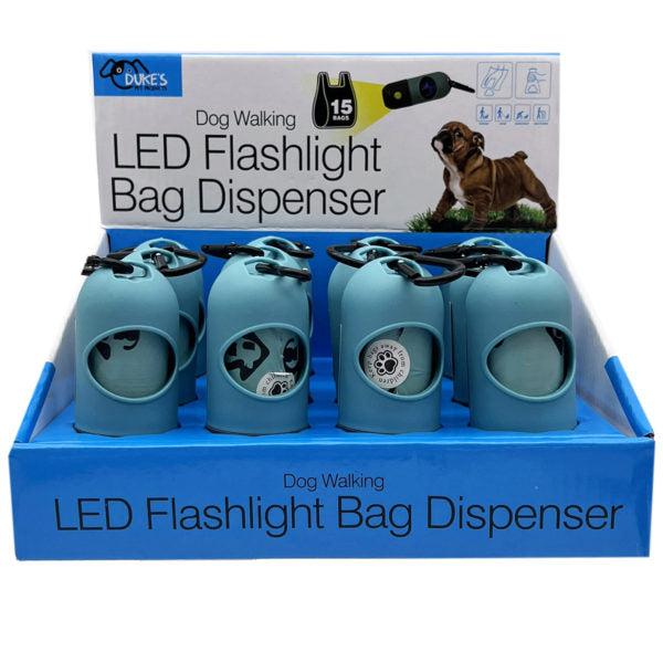 Dog Walking LED Flashlight Bag Dispenser with 15 Bags Countertop Display