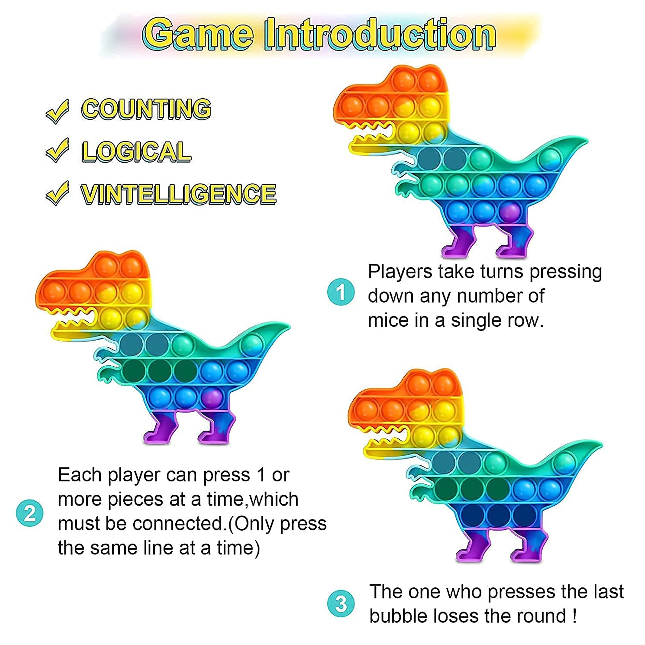 How to Play with Rainbow Dinosaur Pop it Fidget Toys