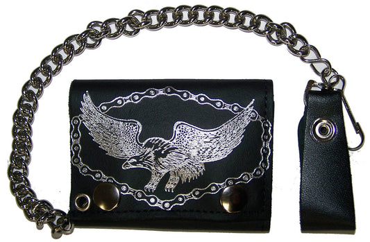 Buy FLYING EAGLE W BIKE CHAIN TRIFOLD LEATHER WALLETS WITH CHAINBulk Price