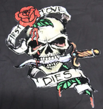 Wholesale FIRST LOVE SKULL BLACK SHORT SLEEVE TEE SHIRT (Sold by the piece)