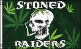 Wholesale STONED RAIDERS SKULL POT LEAF 3X5 FLAG ( sold by the piece )