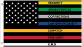 Wholesale COLORED FIRST RESPONDERS AMERICAN FLAG THIN LINE 3 X 5 FLAG ( sold by the piece )