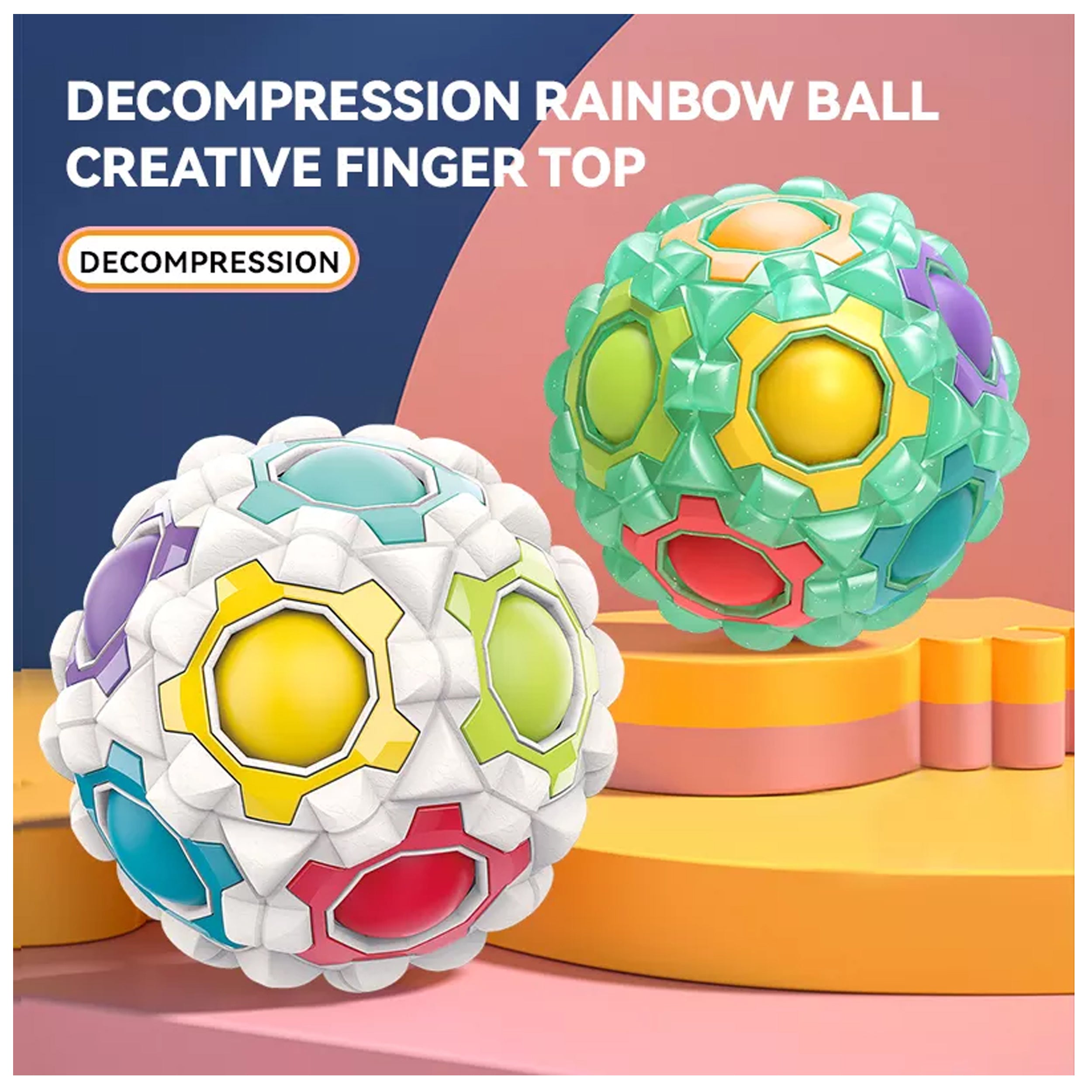 Fingertip Spin Fidget Rainbow Ball Puzzle