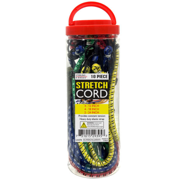 3 Sized 10 Pack Stretch Cords in Storage Case