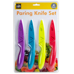 4 Pack Colorful Paring Knife Set with Protective Covers