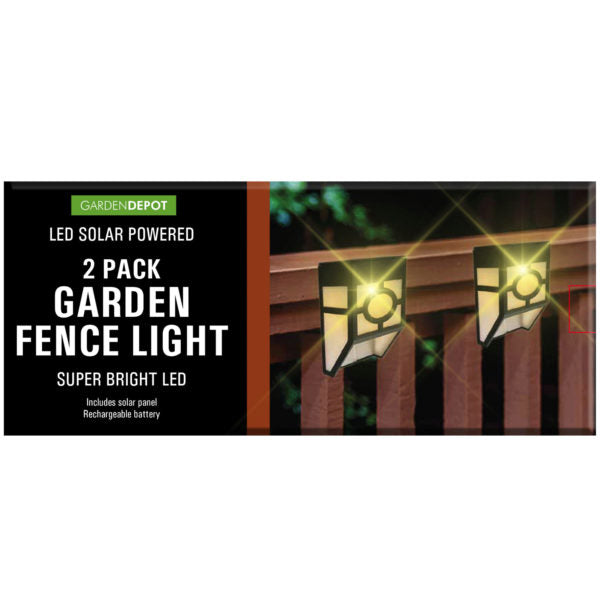 2 Pack LED Solar Powered Garden Fence Lights