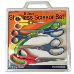 5 Piece Scissors Set Assorted Colors