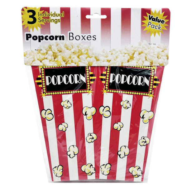 3 Piece Individual Serving Popcorn Boxes