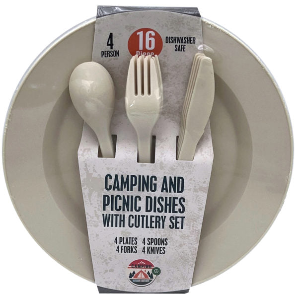 16 Piece Camping and Picnic Dishes with Cutlery Se MOQ-6Pcs, 3.57$/Pc