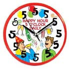 Wholesale HAPPY HOUR 5 O'CLOCK DAILY WALL CLOCK (Sold by the piece)-* CLOSEOUT NOW ONLY $ 4.50 EA