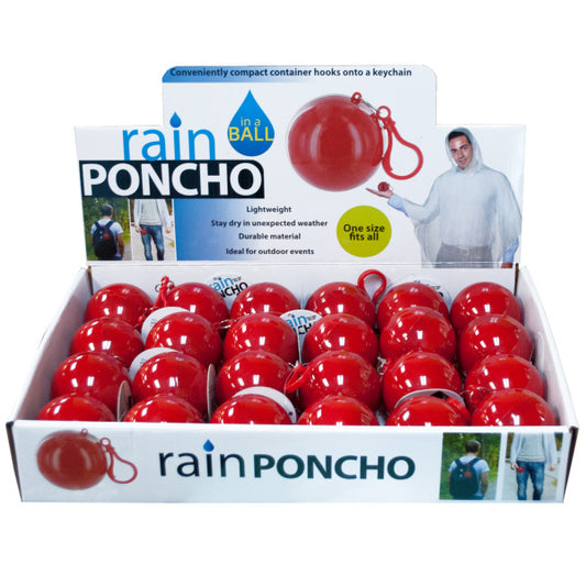 Rain Poncho in a Ball Countertop Display