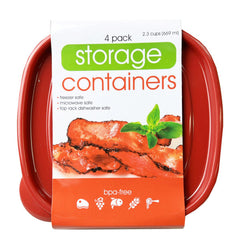 4 Pack Plastic Square Food Container