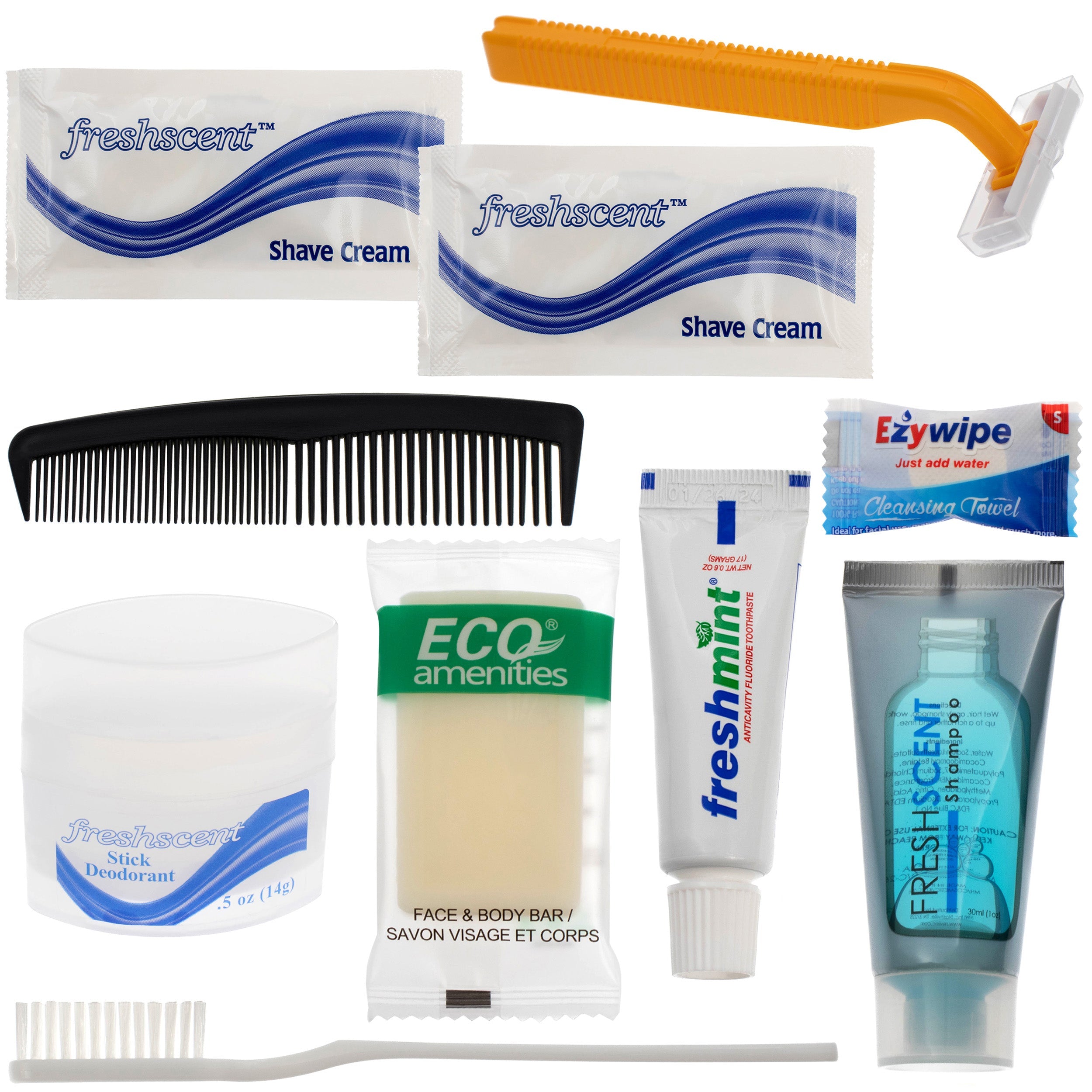 Buy 10 Piece Deluxe Wholesale Hygiene Kits - Bulk Toiletry Case of 96