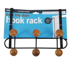 6-Hook Wood and Steel Over The Door Hanging Rack