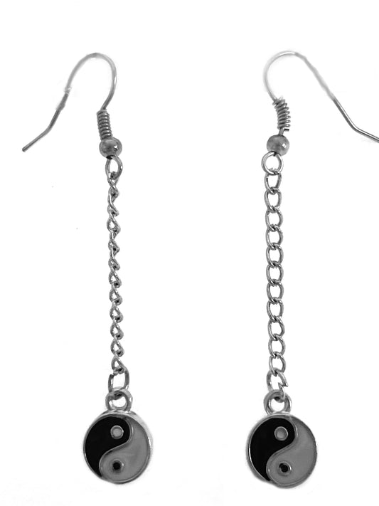 Wholesale YIN YANG 2 1/2 INCH DANGLE EARRINGS  (sold by the pair or dozen pair)