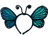 Wholesale METALLIC BLUE BUTTERFLY HEADBAND **attach label ( sold by the piece )