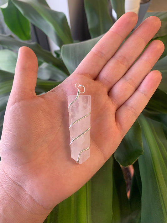 Buy LARGE 2" FLAT ROSE QUARTZ COIL WRAPPEDSTONE PENDANT (sold by the piece or bag of 10 Bulk Price