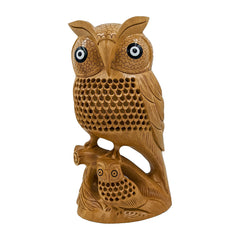Unique Wooden Handmade Carved Owl Statue for Home and Office Décor 2 (8inch)