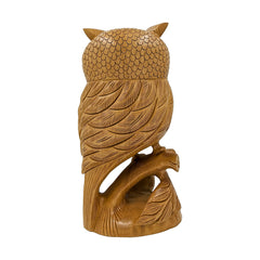 Unique Wooden Handmade Carved Owl Statue for Home and Office Décor 2 (8inch)