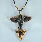 Wholesale 3D MULTICOLOR LADY WITH WINGS AND COW SKULL ROPE NECKLACE (Sold by the piece or dozen) *- CLOSEOUT $ 1 EA