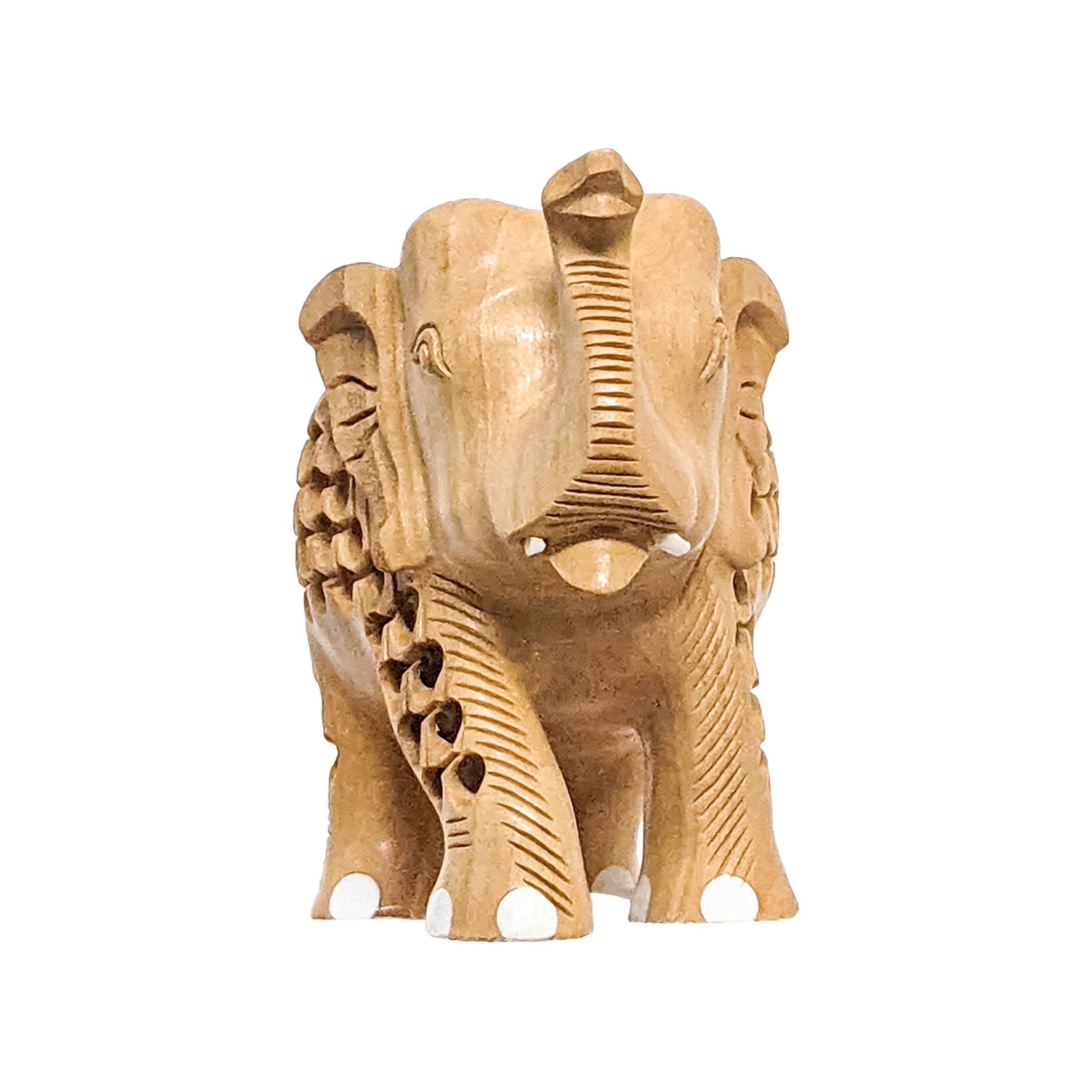 Wooden Handcrafted Simple Jali Elephant Sculpture (5 Inches)