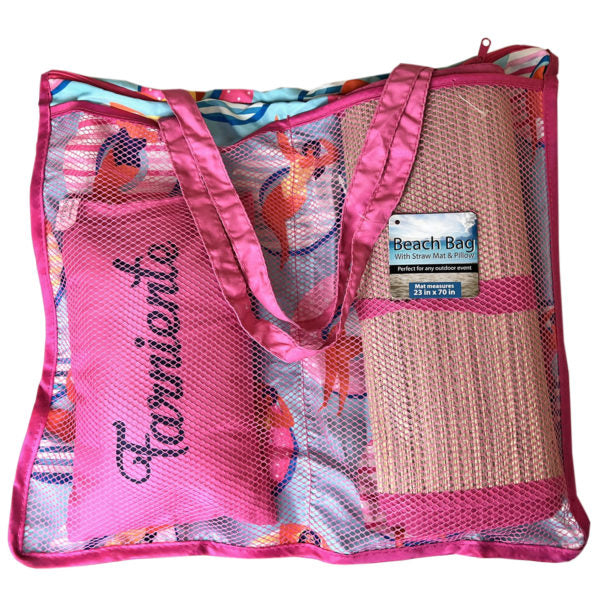 Beach Tote Bag with Rolled Seating Mat