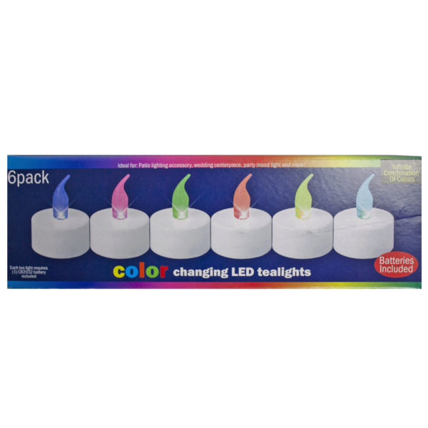 6 Piece Assorted Colored Battery Operated LED Tealights