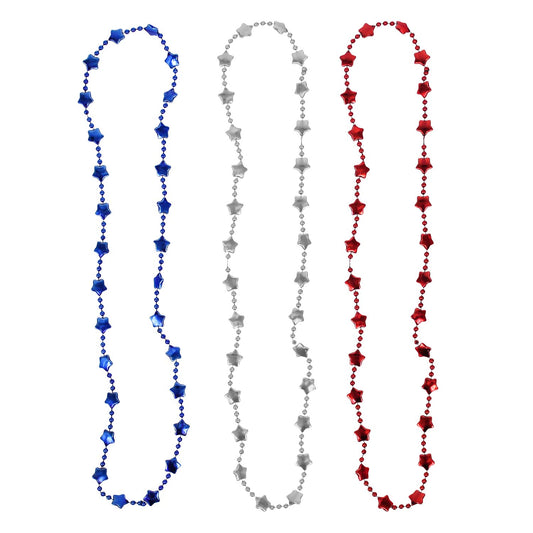 Red Silver Blue Bead  Necklace In Bulk- Assorted