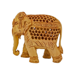 Handmade Jaali Trunk Down Carved Elephant