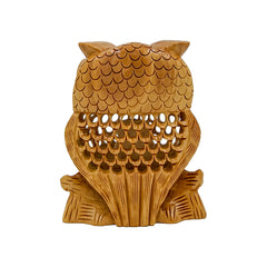 Handmade Jali Trunk Down Carved Elephant - Exquisite Wooden Handicraft (4inch)