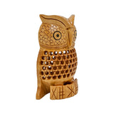 Handcrafted Wooden Owl Sitting Showpiece