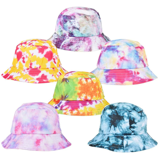Tie Dye Print Bucket Casual Hat In Bulk- Assorted