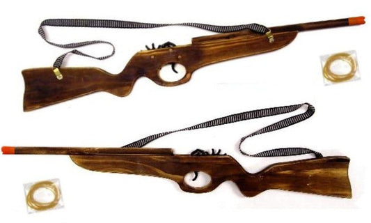Wholesale 24 INCH WOODEN RIFLE ELASTIC SHOOTER GUN (Sold by the piece or dozen)
