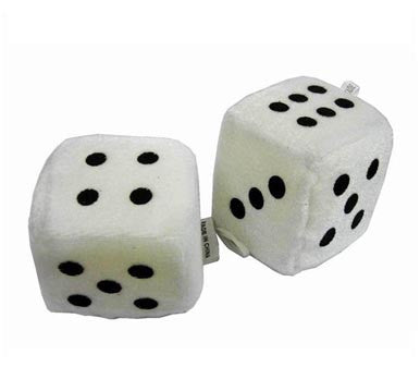 Wholesale LARGE WHITE PLUSH 3 INCH DICE (Sold by the dozen pair)
