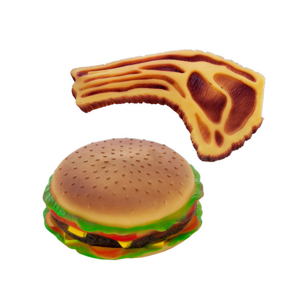 Squeaky Hamburger Steak Dog Toy